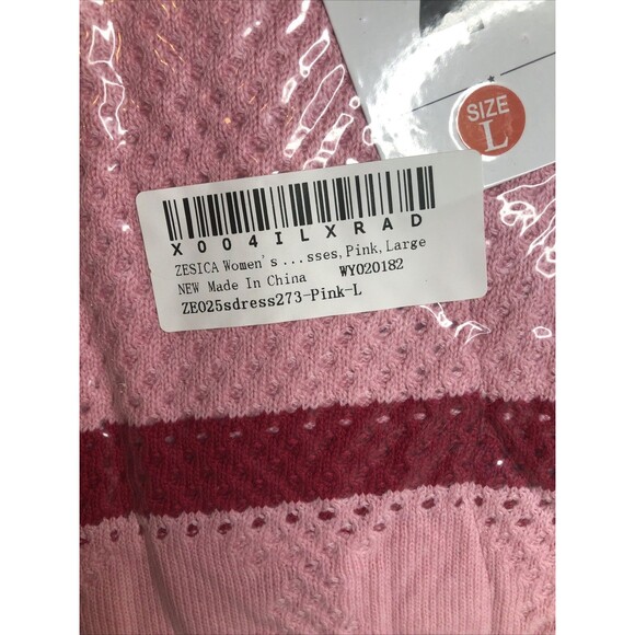 ZESICA CROCHET HOLLOW OUT SLEEVELESS STRIPED COVERUP SUNDRESS Large NEW! - Picture 3 of 6